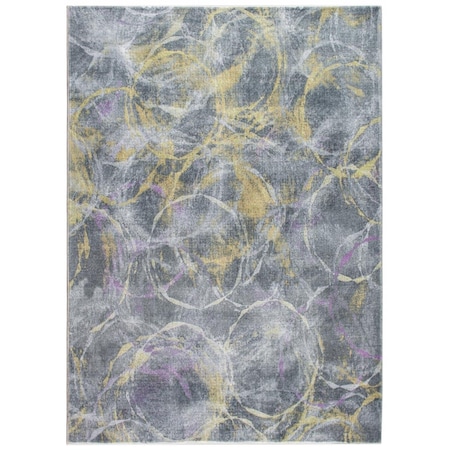 Palacedesigns 5 x 8 ft. Abstract Rings Area Rug - Grey & Gold PA3668388